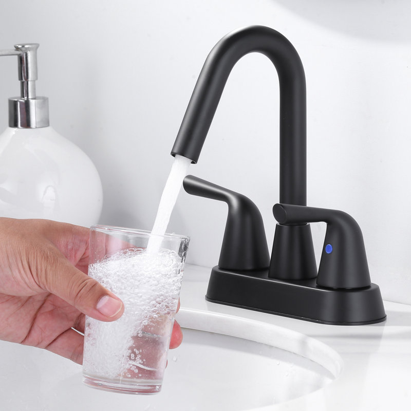 Centerset 2-handle Bathroom Faucet with Drain Assembly, Matte Black