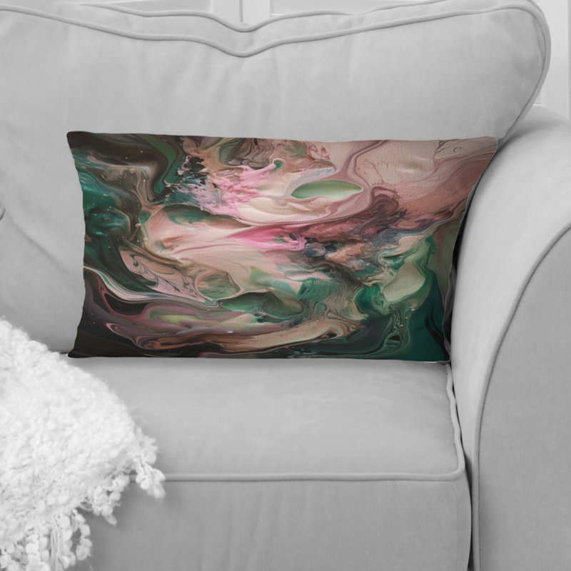 Coussin décoratif rose et vert Inner Worlds of Marble IV