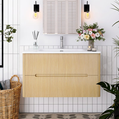 36" Wall-Mounted Single Bathroom Vanity with Sink