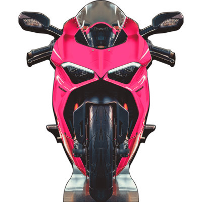 Sports Bike Motorcycle Bike Biker Road Asphalt Rash Stand In Cardboard Cutout Standee Standup