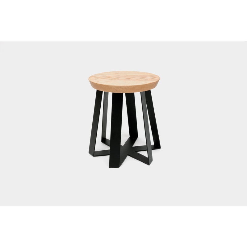 ARS Solid Wood Accent Stool, Black, Oak