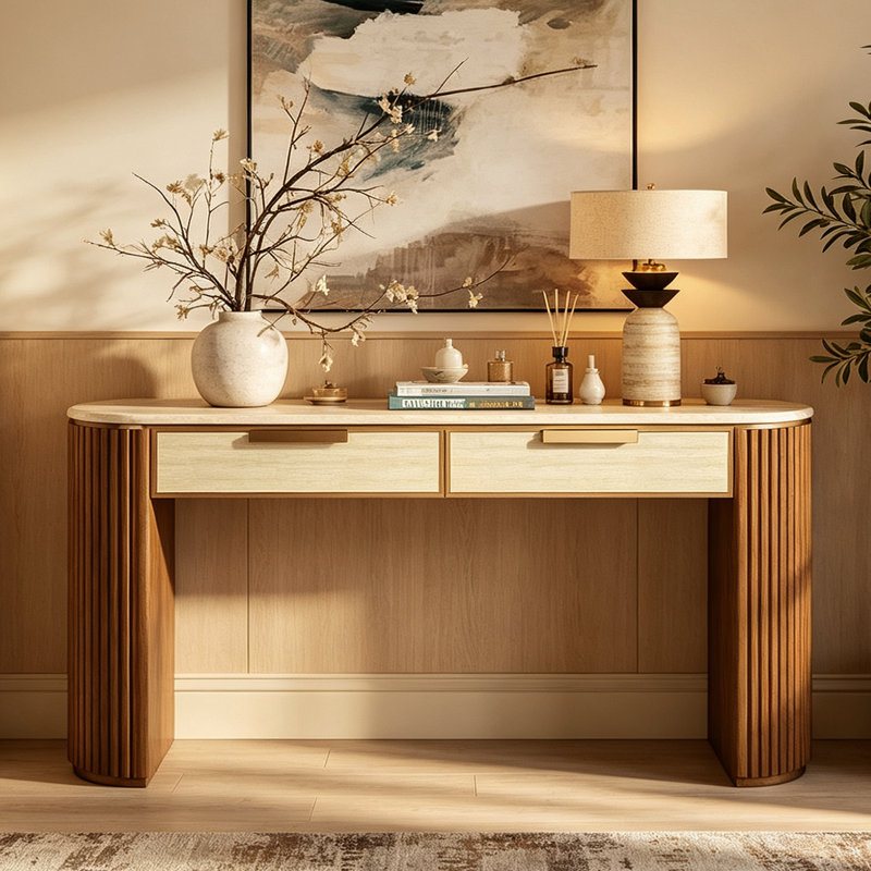 Console American Retro, H 31,5 po x l 63 po x P 17,7 po