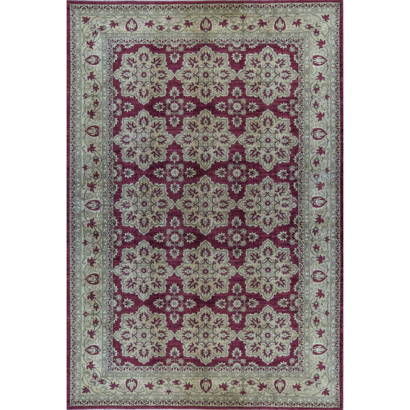 Hand-Knotted High-Quality Red and Gold Area Rug