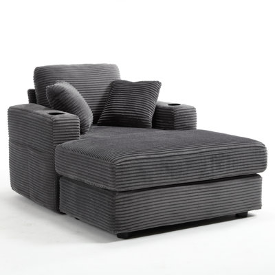 Corduroy Upholstered Chaise Lounge Sofa