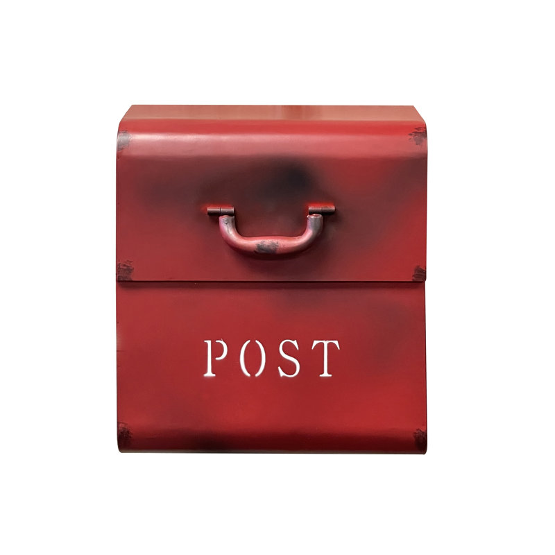 Rustic Red Aluminum Wall Mounted Mailbox with Handle