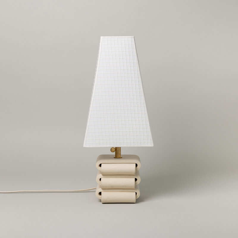 Gio Table Lamp, Bone, Grid