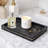 Decorative Tray With Gold Inlay, Raised Edges, 14 Inch Black Marble