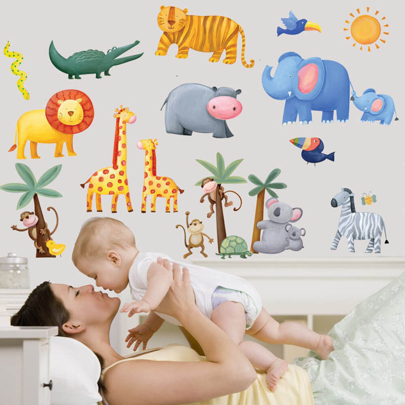 Jungle Adventure Vinyl Peel and Stick Wall Decals for Kids
