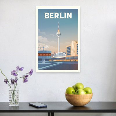 Retro Berlin Cityscape Retro Vintage Abstract Architecture City Wall Art Print