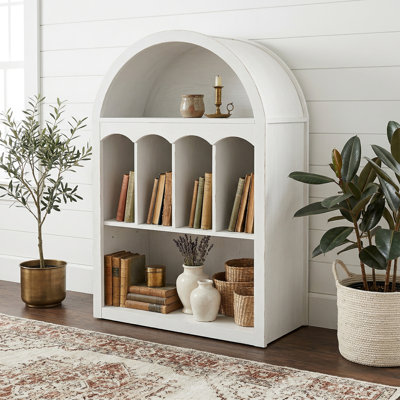 40" Small Arch Bookcase with Display Shelves  for Living Room, Bedroom Or Entryway