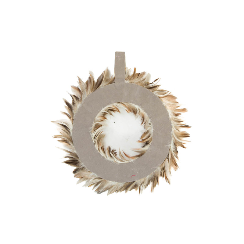 Couronne de plumes taupe à suspendre