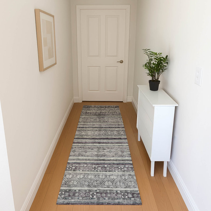 Premium Machine Washable Lampkins AMF1644 Stripes Rug, Runner 2'3" x 7'6"