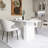Modern Farmhouse Oval Dining Table For 6, Marble Top Kitchen Table With Wood Strip Base, Waterproof Scratch Resistant Surface, White Marble Finish-Only Table-698943300