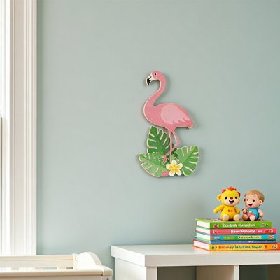 Flamant rose, décoration murale en étain tropical pour maison de plage