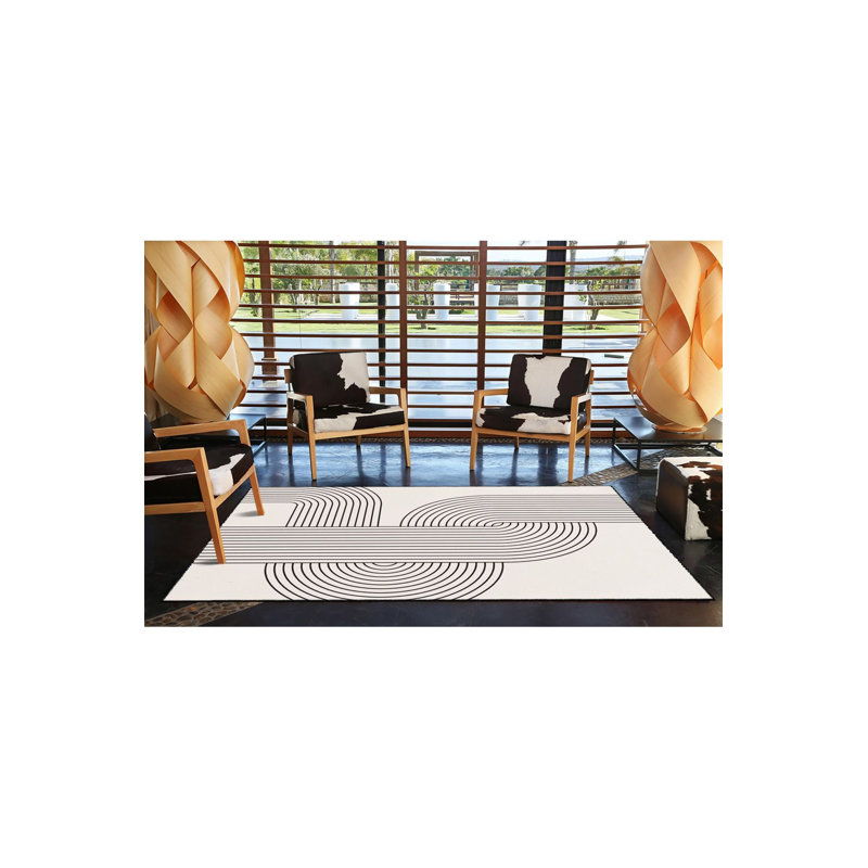 Tapis décoratif à rayures en forme et lavable, Rectangle 3 pi 11 po x 5 pi 11 po