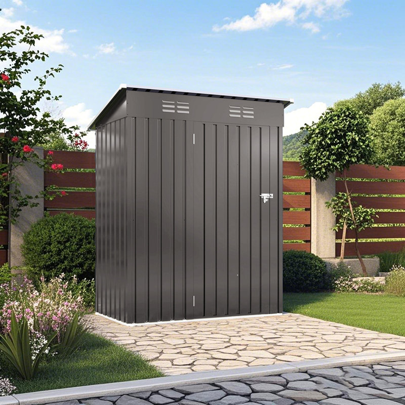 5X3 FT Metal Outdoor Storage Shed, Tool Shed With Pitched Roof And Lockable Door Compact Metal Tool Shed For Garden, Backyard, Patio, Everyday Sundries And Bike Storage