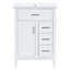 Meuble-lavabo 24 po avec lavabo en céramique, structure en bois massif et armoire en panneau de fibres à densité moyenne, 1 porte, tiroir rabattable et 3 tiroirs, meuble-lavabo à fermeture en douceur avec tablette réglable et poignées argentées-132981521