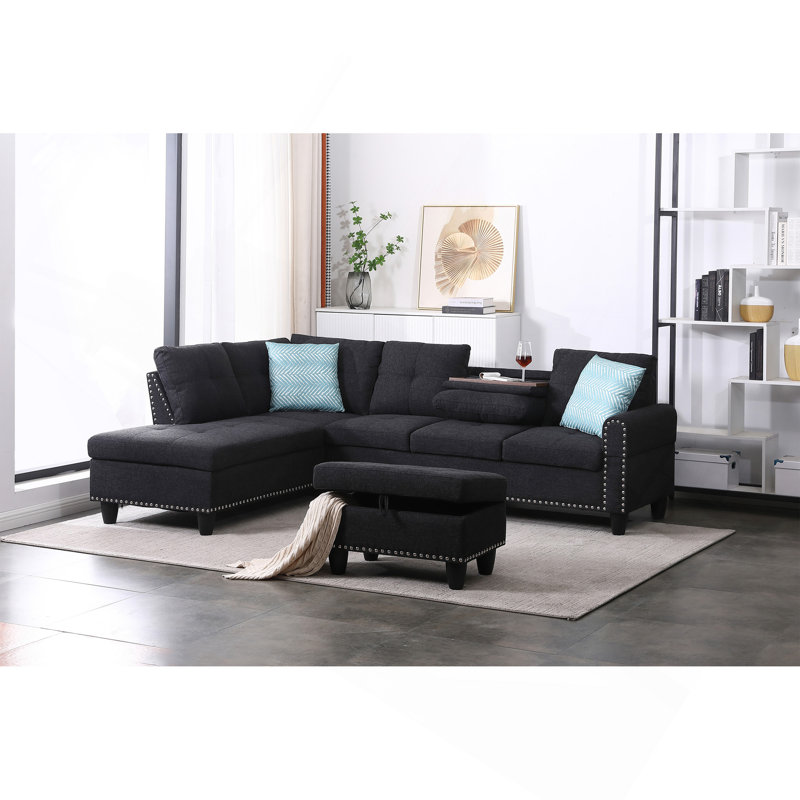 Canapé Rivet, Charcoal Grey