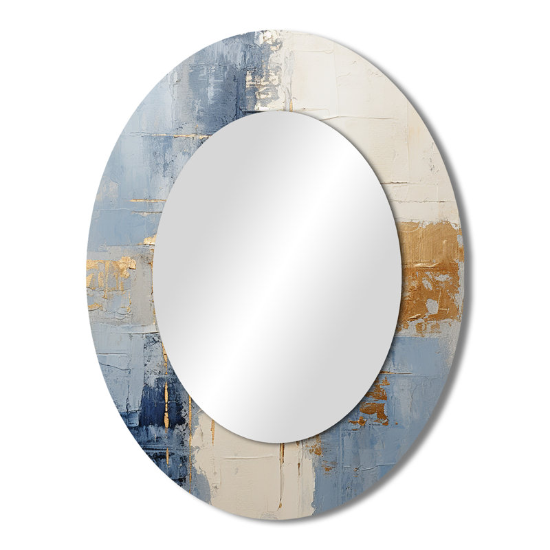Miroir mural beige et doré minimaliste scandinave II, H 43 po x l 33 po