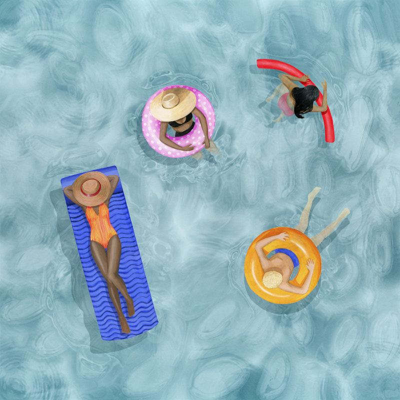 Poolside I by Grace Popp - Wrapped Canvas Print, 30cm H x 30cm W 