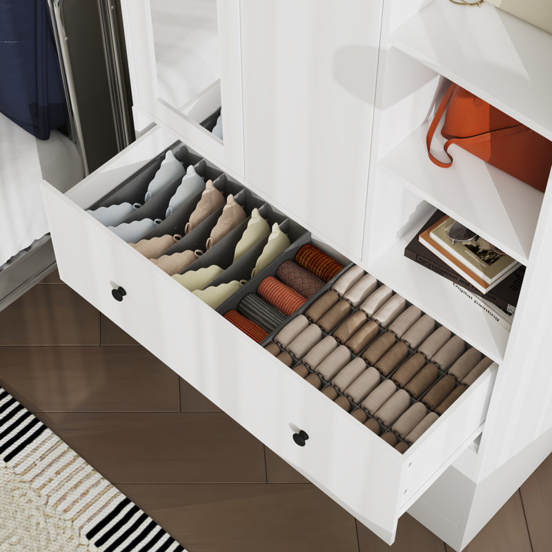 Armoire élégante avec porte miroir, Blanc