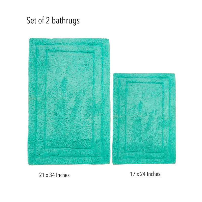 Pompeii Cotton Non-Slip Bath Rug, Turquoise