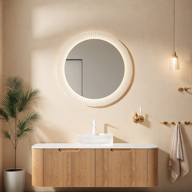 Meuble-lavabo moderne avec lavabo, meuble à grain de bois naturel