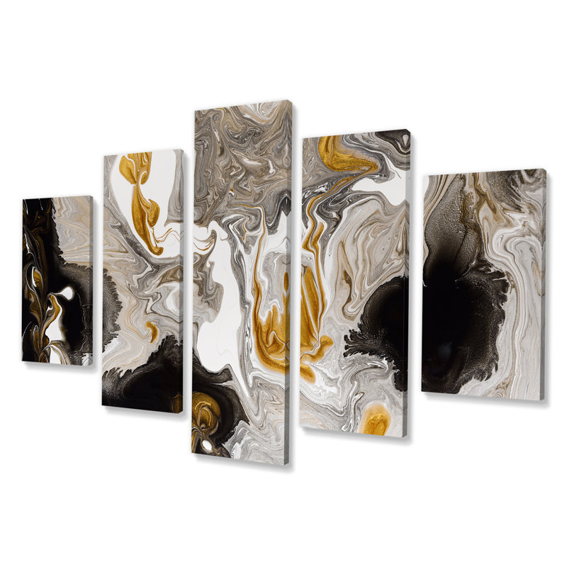 Marble Waves I - 5 pièces, impression sur toile tendue