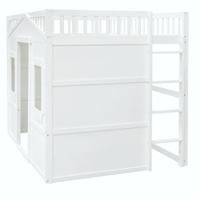 Full Size House Loft Bed With Ladder