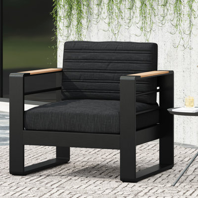 Fauteuil club Resplendent - métal et bois, revêtement en eau, aluminium à lamelles lustrées, eau, stable, l 32,2 po x H 24,71 po