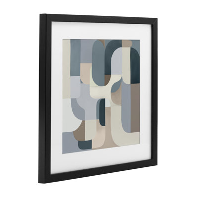 Bauhaus Blue Curves, reproduction sous verre encadrée, design par Annabelle Hall