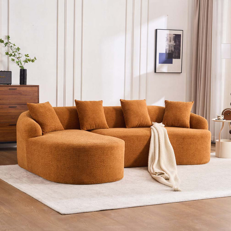 Canapé modulaire en L Chenille, Orange