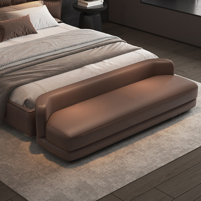 Banc rembourré brun, H 21,65 po x l 59,06 po x P 19,69 po