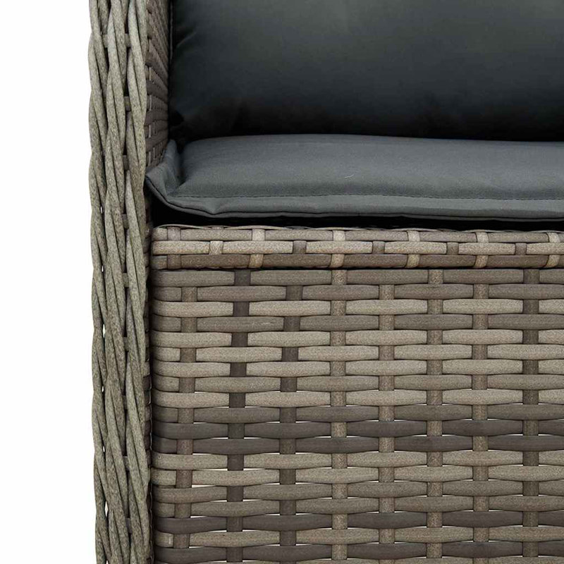 Poly Rattan Outdoor Bench, Black, Grey