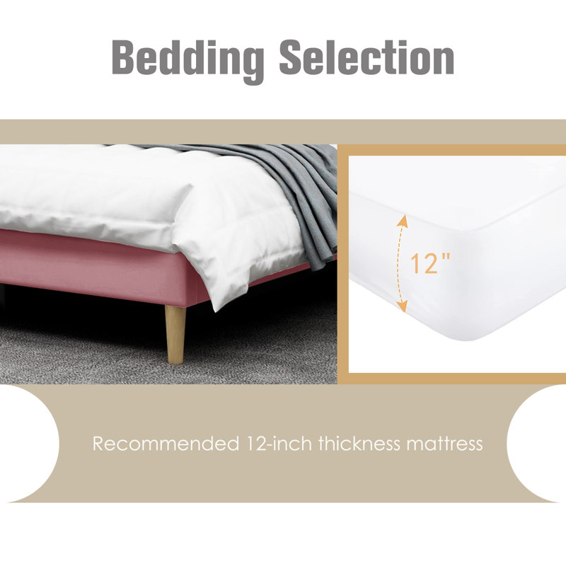 Eriksay Low Profile Upholstered Platform Bed with Winback Headboard