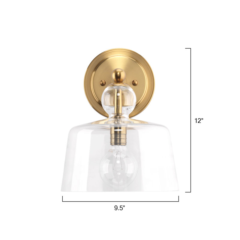 Elevate 12" Antique Brass and Clear Glass Jelly Jar Wall Sconce