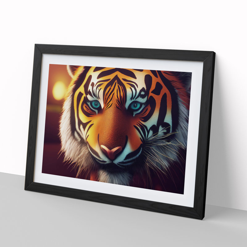 Bold Tiger - Single Picture Frame Print, Black Framed, 46cm H x 64cm W x 2cm D
