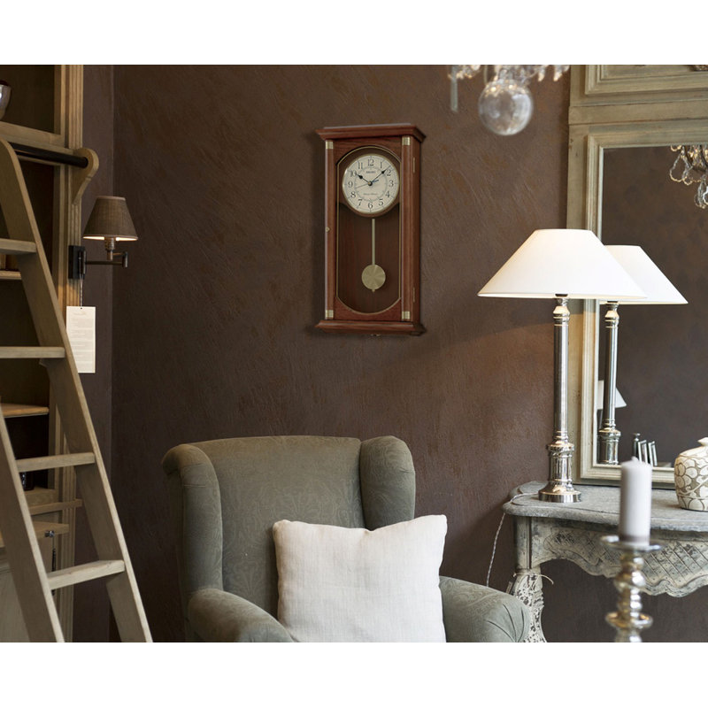 Rectangular Wall Clock with Pendulum and Dual Chimes