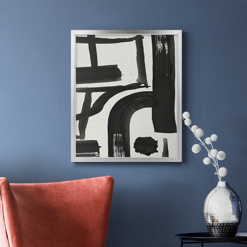 «Inkwell Intersect I», toile encadrée de qualité supérieure - prête à être accrochée, Argent, H 24 po x l 20 po