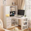 Bureau en L avec chargeur, bureau d'ordinateur avec tiroirs, bibliothèque, avec éclairage à DEL, bureau d'angle moderne, bureau à domicile, bureau d'écriture en L, bureau d'ordinateur de coin avec rangement
