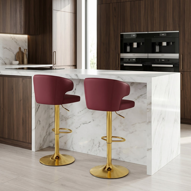 Chaise de bar, Doré, Rouge, 2