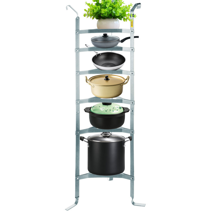 Carbon Steel Free Standing Pot Rack, Satin Nickel