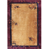 Antique Art Deco Large Room Size Wool Gold Rug
