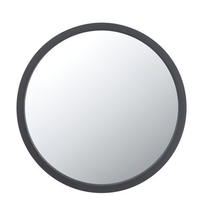 20" X Wooden Frame Circle Wall Mirror In Black Finish Touch - Fits Living Room, Dining Foyer, Bathroom, Office Minimalist, Brightens Interior Style Suits Expands Visual