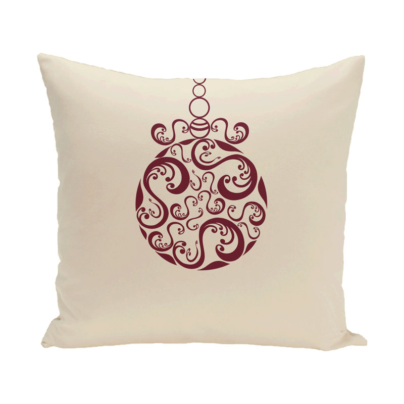Reversible Throw Pillow, 16" H x 16" W, Ivory/Burgundy