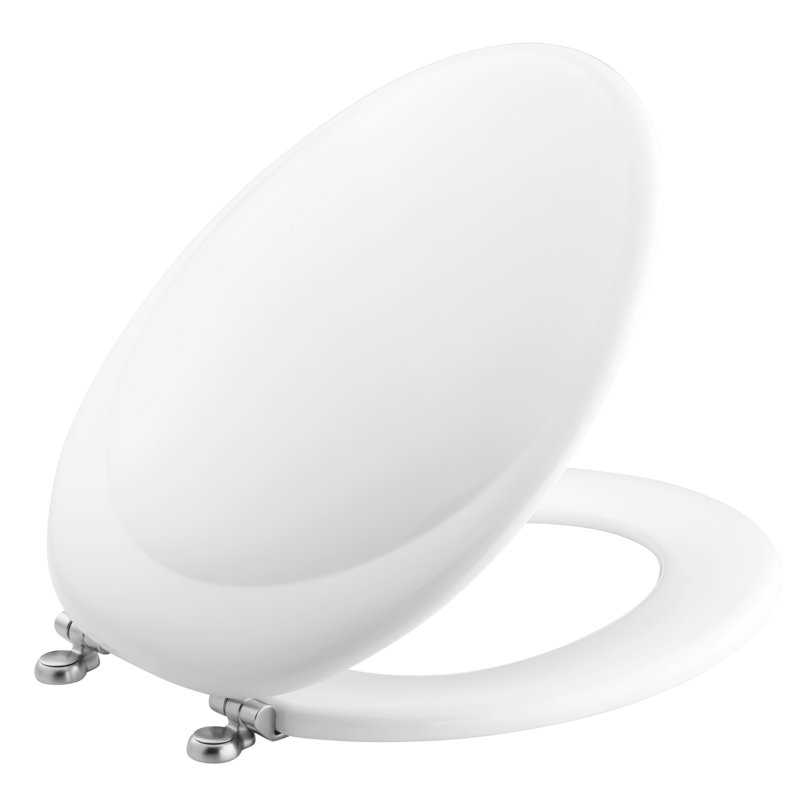 Revival Elongated Toilet Seat, Brushed Chrome, Earthen White