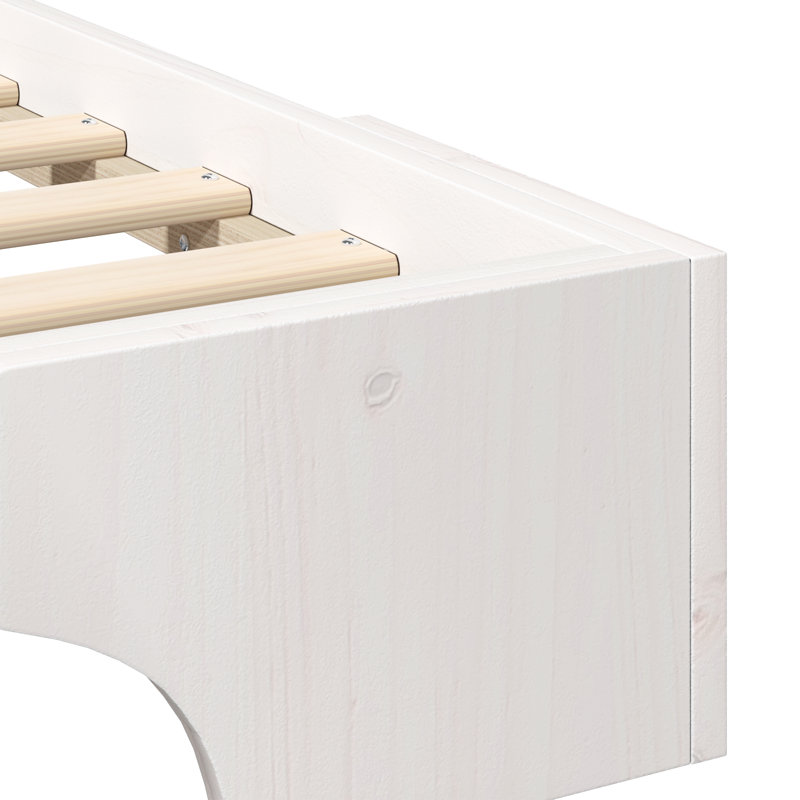 Floor Bed Frame With Storage Wood, 200 x 220cm, White