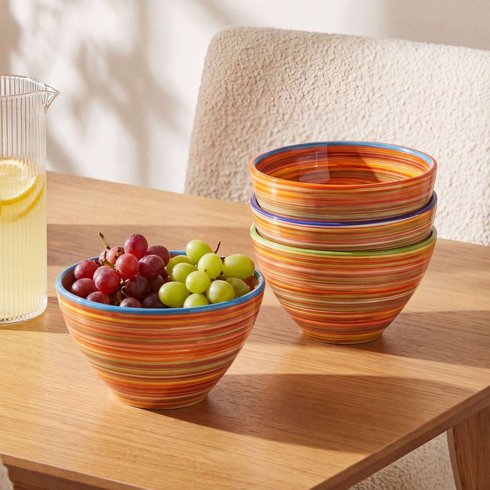 Raia Earthenware Cereal Bowl, Multicolor Orange 
