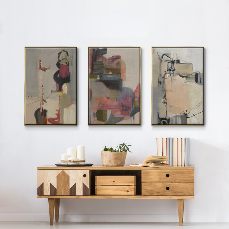 Grès, impression sur toile 3 pièces, Or, H 36 po x l 72 po x P 2 po
