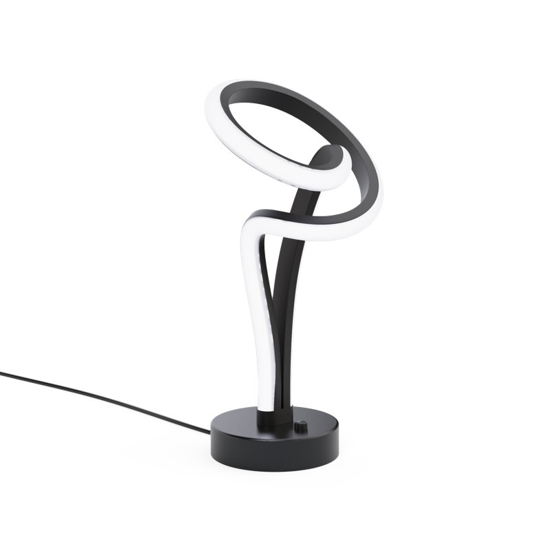 Modern Elegance 12W LED Table Lamp 11" - 3000K Soft White - Loop Design in Matte Black and Rose Gold